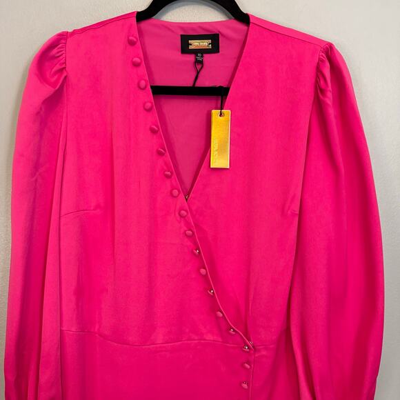 Alexia Admor Mini Sheath Dress 10 Pink Barbiecore Party V-Neck Puff Sleeves NWT - Picture 3 of 9